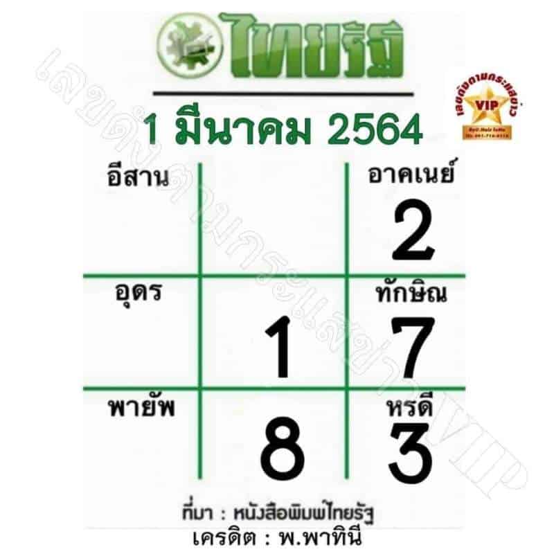หวยหนังสือพิมพ์ หวยไทยรัฐ-010364